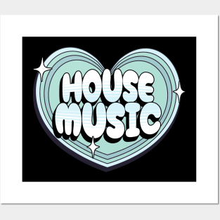 HOUSE MUSIC  - Y2K Heart (Teal) Posters and Art